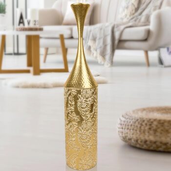 Large Gold Tall Vase for Living Room or Office, Metal 32 inch 82 cm